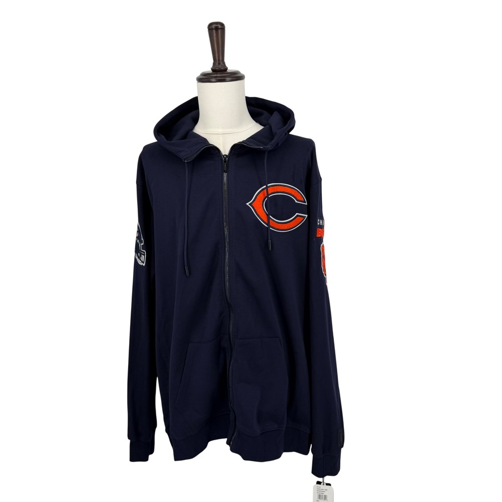 Pro Standard Chicago Bears Hoodie Mens 3XL Navy Full Zip NFL Luxury Athletic
